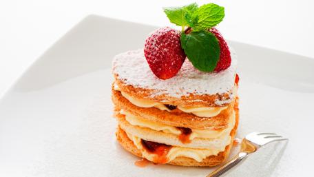 Delicious Strawberry Pancake Delight wallpaper