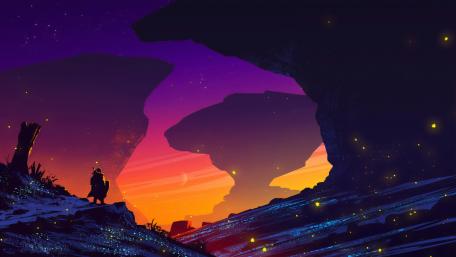 Synthwave knight wallpaper