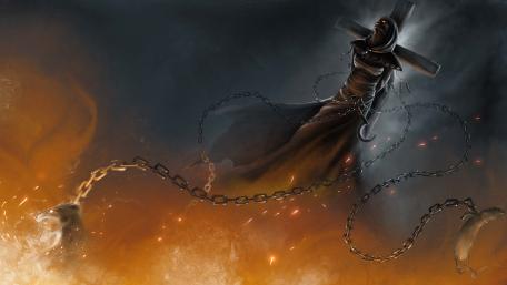 Demon on the crucifix wallpaper