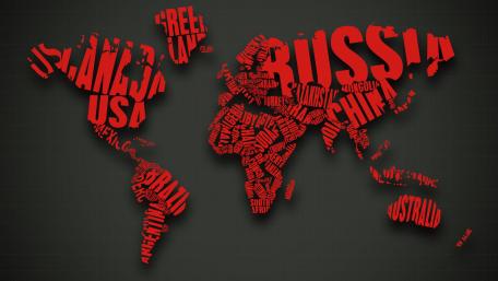 Red Text World Map Artwork wallpaper