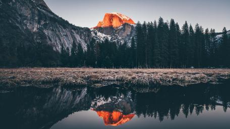 Half Dome Rock reflection wallpaper