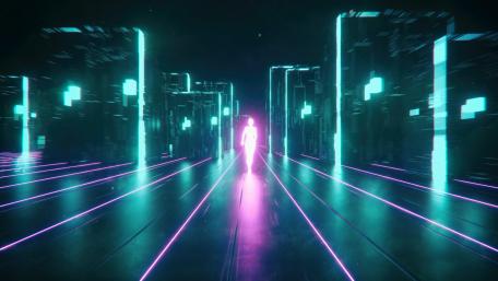 Pink and teal digital art wallpaper