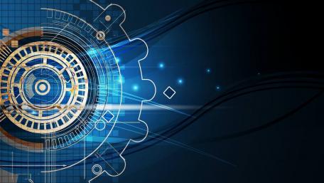 Futuristic Gear and Circle Graphics wallpaper