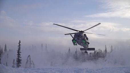 Chopper in Winter Wilderness wallpaper