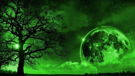 Verdant Moonlit SciFi Dreamscape wallpaper