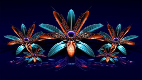 Vibrant Digital Blossoms Shine Brightly wallpaper