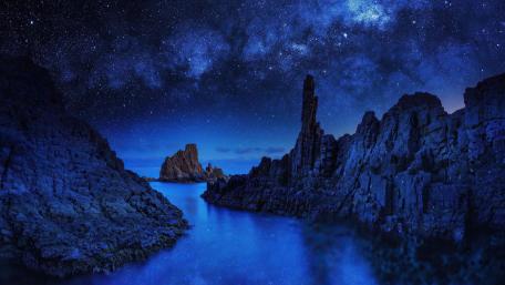 Starry Night Over Ocean Cliffs wallpaper