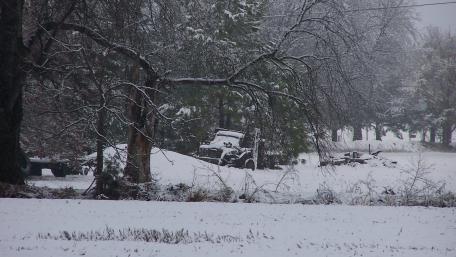 Vintage Truck Wreck in Winter Wonderland wallpaper
