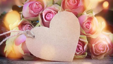 Romantic Blooming Hearts in Rosegarden wallpaper
