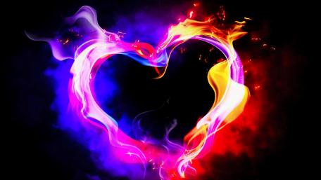 Blazing Love Heart in Vivid Flames wallpaper