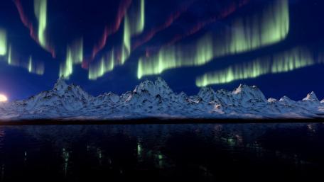 Majestic Aurora Over Snowy Peaks wallpaper
