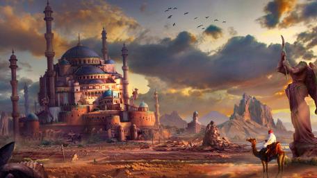 Majestic Arabian Fantasy Realm wallpaper