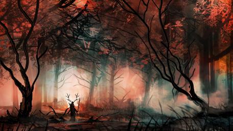 Wanderer in the forest wallpaper