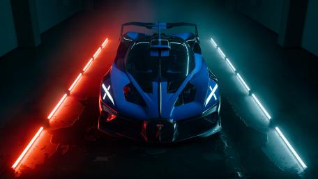 Sleek Bugatti Bolide in Neon Ambiance wallpaper