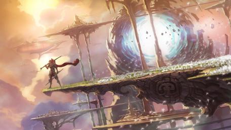 Skybound Realms and Celestial Portals wallpaper