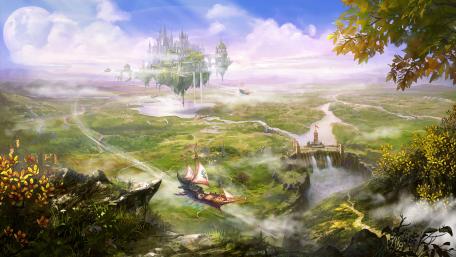 Floating Island Fantasy Castle wallpaper
