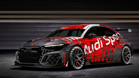 Sleek Audi RS 3 LMS in Red and Black wallpaper