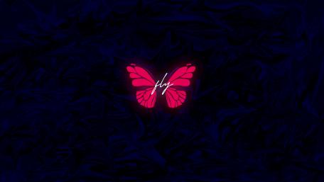 Neon Butterfly Amidst Darkness wallpaper