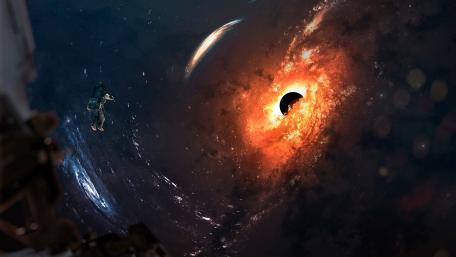 Astronaut's Voyage Beyond the Event Horizon wallpaper