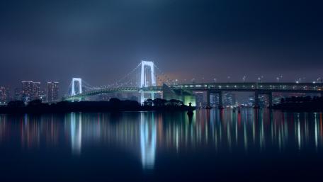 Rainbow Bridge in Tokyo Bay by night wallpaper