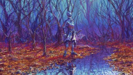 Mystical Knight in Enchanted Forest wallpaper