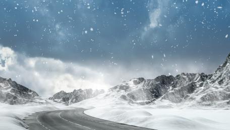 Winter Wonderland. Snowy Curved Road Ahead. wallpaper