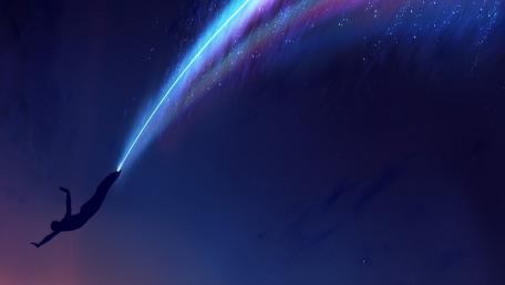 Ethereal Leap into the Night Sky wallpaper