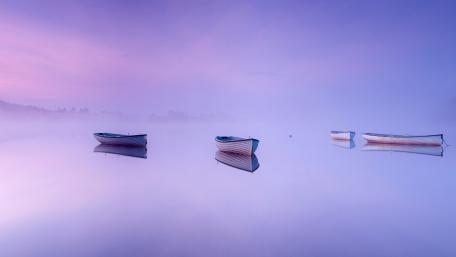 Serene Purple Mist on Tranquil Lake wallpaper