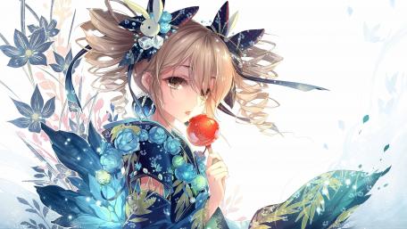 Whimsical Anime Fairy Amidst Blossoms wallpaper