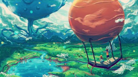 Hot air ballooning children wallpaper