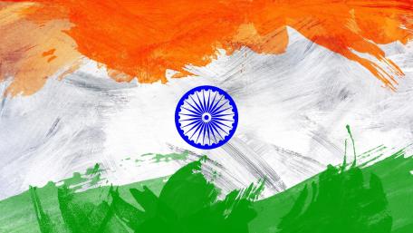 Abstract Brushstroke Interpretation of the Indian Flag wallpaper
