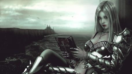 Mystic Reader in Armored Solitude wallpaper