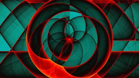 Geometric Harmony in Red and Green 4K wallpaper
