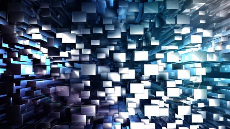 Dynamic Geometric Universe in Blue and White wallpaper