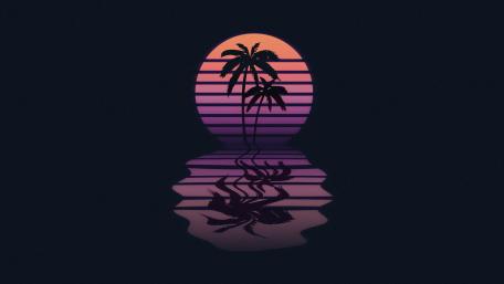 Neon Palm Retro Wave Dreams wallpaper