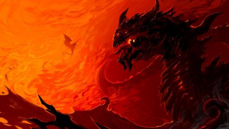 Fiery Encounter of Dragons wallpaper