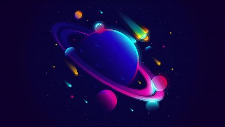 Minimal neon space art wallpaper