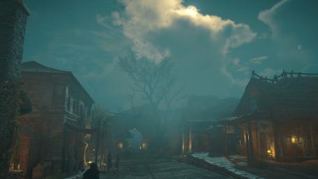 Medieval town at night wallpaper