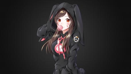 Anime Girl Blowing Bubblegum Charm wallpaper