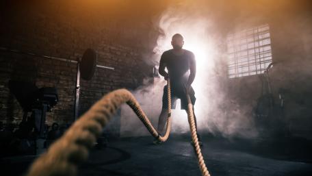Intense Workout Session in a Moody Gym wallpaper