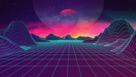 Digital neon landscape wallpaper