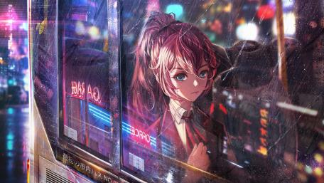 Neon Tears in the City Night wallpaper