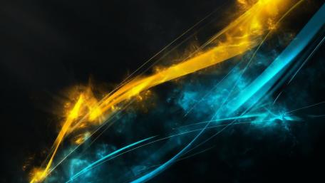 Electric Harmony: Blue and Gold Energy Flow wallpaper