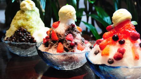 Delightful Frozen Treats in Colorful Bowls wallpaper