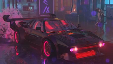Neon Nights and Retro Rides wallpaper