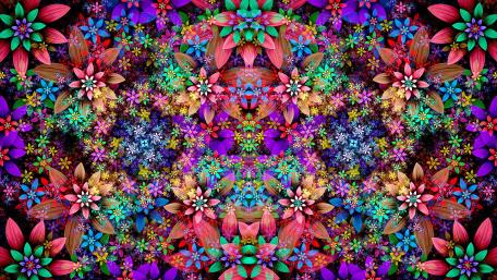 Neon fractal flowers wallpaper