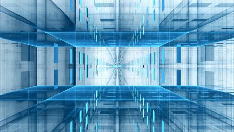 Digital Blue Tunnel in 3D wallpaper
