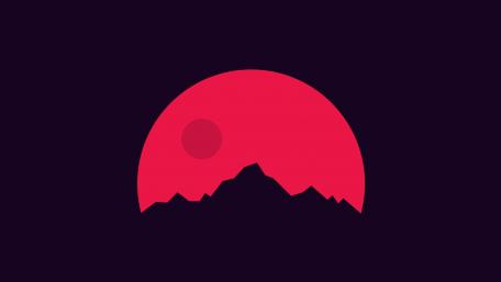 Pink moon minimal art wallpaper