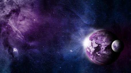 Earth & moon in the space wallpaper