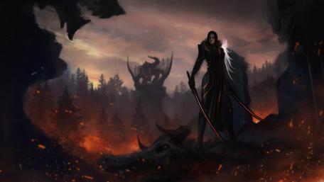 Warrior at the Dragon's Lair wallpaper